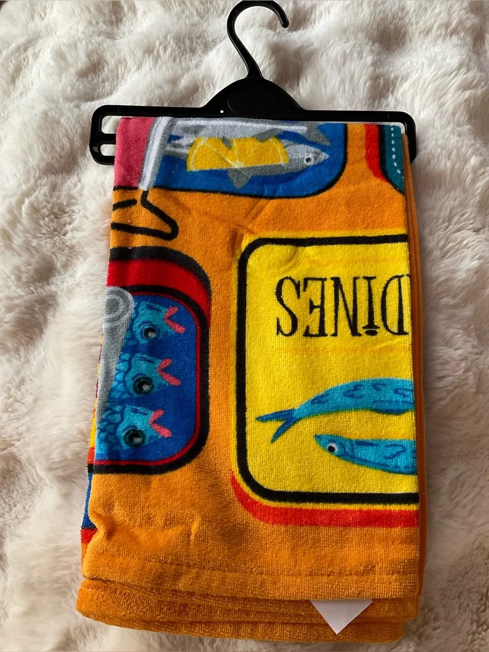NWT Sardines Printed XL Beach Towel, multicolored